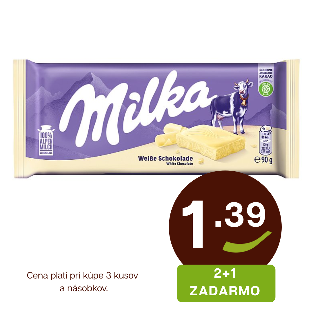 Čokoláda biela 90g Milka