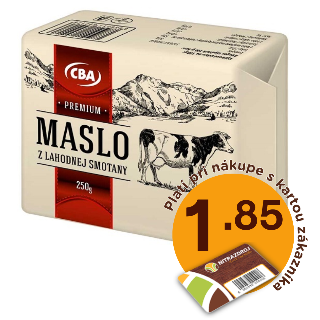 Maslo z lahodnej smotany 250g CBA Premium