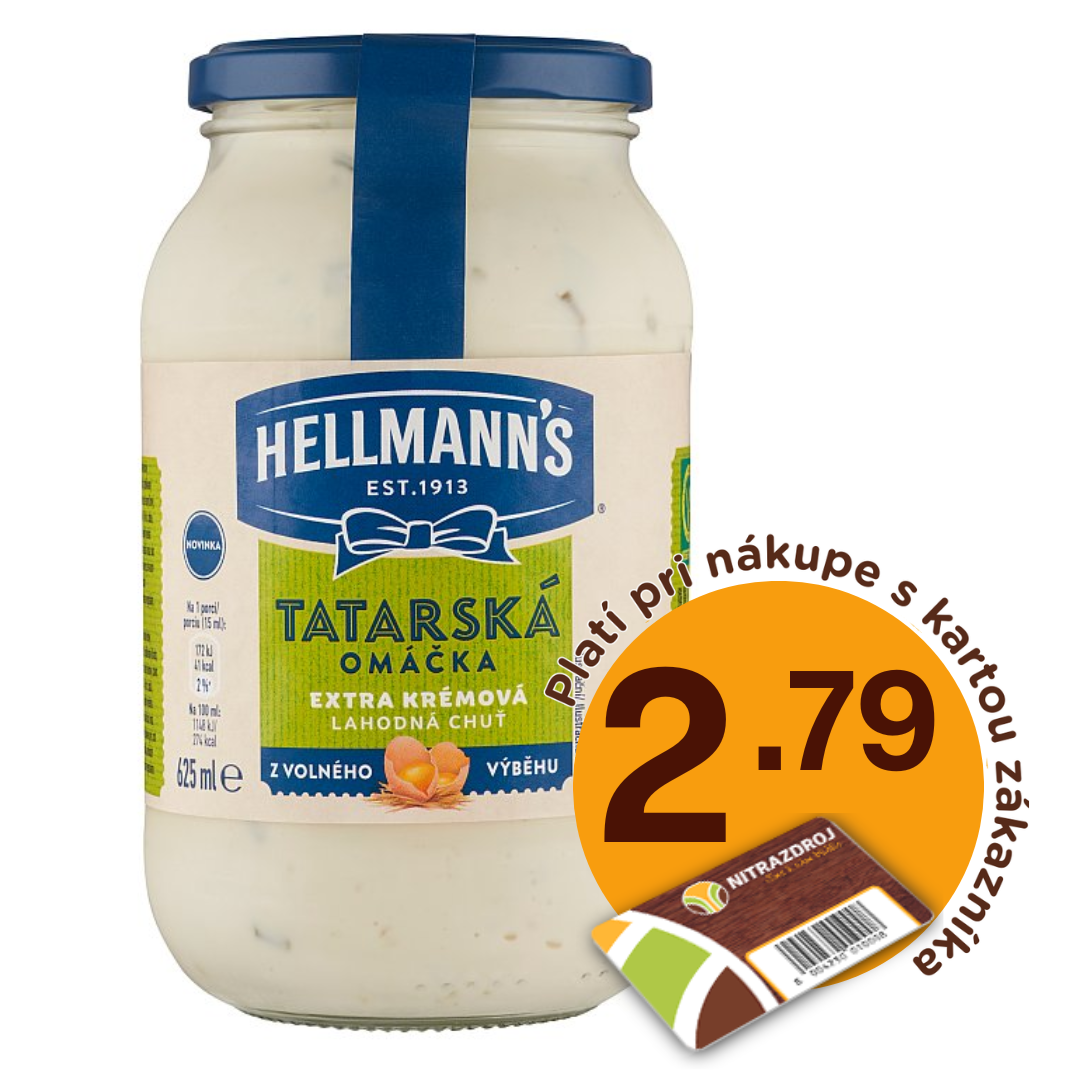 Tatárska omáčka extra krémová 625ml Hellmann's